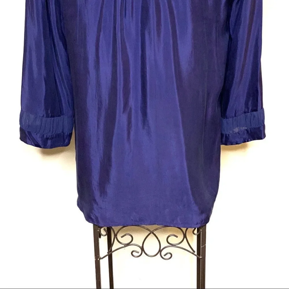Daniel Rainn for stitch fix NWT navy blue kittie textured blouse size L